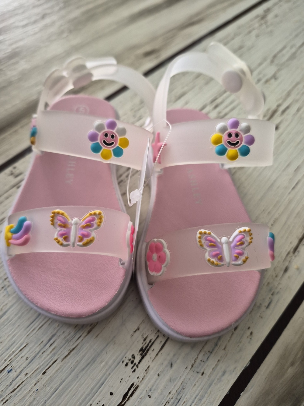 Laura Ashley Pink Kids Sandals with Butterfly & Flower Charms